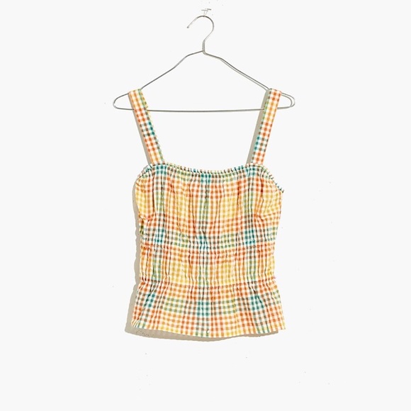 Madewell | Seersucker Sophia Peplum Tank in Rainbow Gingham Check - Picture 9 of 9